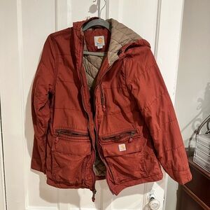 Women’s Carhartt Jacket M Red with tan lining like new